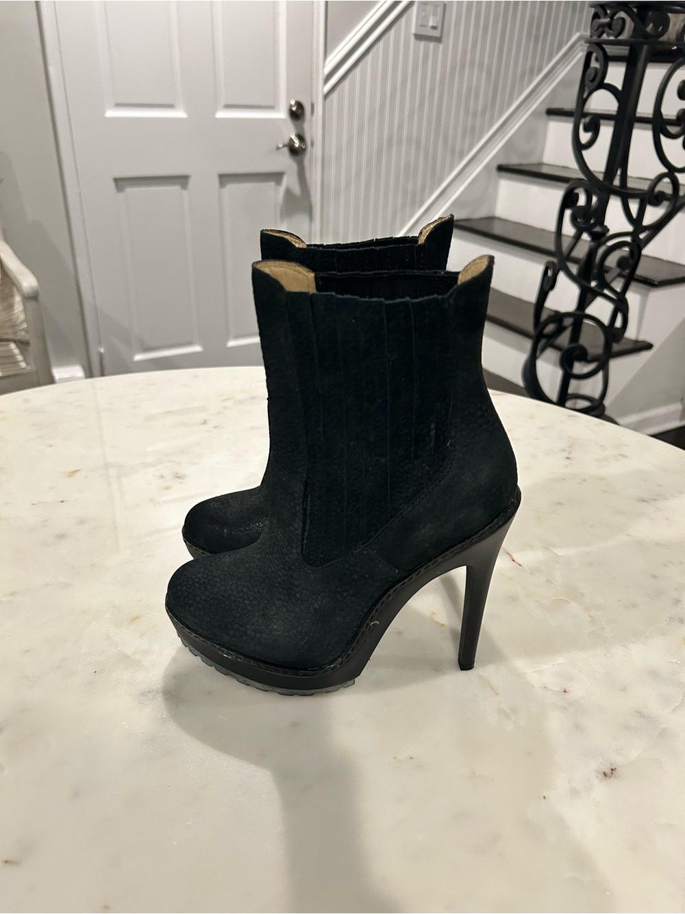 BCBGMaxAzria Black pebbled leather Ankle Booties 7